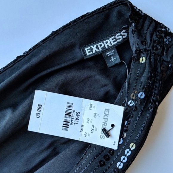 NWT Express V-neck Black Dress with Sequins - Picture 6 of 6